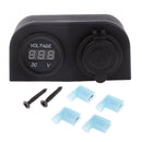 Waterproof Car Marine Boat Cigarette Socket + Blue LED Digital Voltmeter Voltage Meter