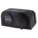 Waterproof Car Marine Boat Cigarette Socket + Blue LED Digital Voltmeter Voltage Meter