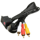 USB AUX Adapter Socket 3.5mm Plug 3RCA Car Dashboard Mount Extension Cable