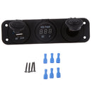 Marine 12V Cigarette Lighter Socket & Voltmeter & USB Charger 5V 1A 2.1A for Motorbike Boat Caravans Splashproof