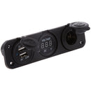 Marine 12V Cigarette Lighter Socket & Voltmeter & USB Charger 5V 1A 2.1A for Motorbike Boat Caravans Splashproof