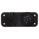 Marine 12V/24V Cigarette Lighter Voltmeter + USB Charger Socket Outlet 5V 1A 2.1A for Boat Caravans Trailer Trucks