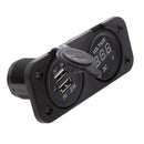 Marine 12V/24V Cigarette Lighter Voltmeter + USB Charger Socket Outlet 5V 1A 2.1A for Boat Caravans Trailer Trucks