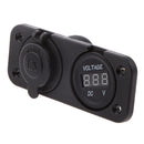 Marine 12V Cigarette Lighter Dual USB Socket Outlet + DC Voltmeter for Motorbike Car/Boat/ATV/UTV/Camper/Caravans Universal Use