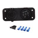 Marine 12V Cigarette Lighter Dual USB Socket Outlet + DC Voltmeter for Motorbike Car/Boat/ATV/UTV/Camper/Caravans Universal Use
