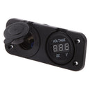 Marine 12V Cigarette Lighter Dual USB Socket Outlet + DC Voltmeter for Motorbike Car/Boat/ATV/UTV/Camper/Caravans Universal Use