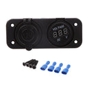 Marine 12V Cigarette Lighter Dual USB Socket Outlet + DC Voltmeter for Motorbike Car/Boat/ATV/UTV/Camper/Caravans Universal Use