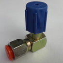 A/C 7/16 Low Side R12 to R134a Adapter 90 degrees Quick Connector Blue Cap