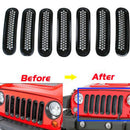Trim Front Grille Cover Insert Mesh Grills Kit for 07-16 Jeep Wrangler JK Pack of 7