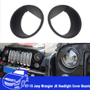 Auto Eyebrow / Eyelid Style Black Bezel Front Light Headlight Trim Cover ABS For Jeep Wrangler 2007-2015