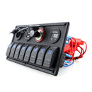 12V-24V 8 Gang Marine Switch Panel USB Port Voltmeter Cigarette Lighter Socket Waterproof Easy Install Heavy Duty ABS