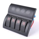 Red Led Light 4 Gang Rocker Switch Control Panel RV Boat Marine Waterproof 12V 24V Circuit Breaker