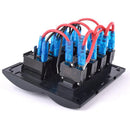 Red Led Light 4 Gang Rocker Switch Control Panel RV Boat Marine Waterproof 12V 24V Circuit Breaker