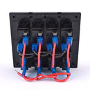 Red Led Light 4 Gang Rocker Switch Control Panel RV Boat Marine Waterproof 12V 24V Circuit Breaker