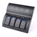 4 Gang Waterproof Car Marine Rocker Switch Panel Circuit Breaker Blue LED