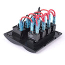 4 Gang Waterproof Car Marine Rocker Switch Panel Circuit Breaker Blue LED