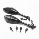 2PCS Motorcycle LED Turn Signal Light Rearview Mirrors W/ Clear Cover 1087 -Black
