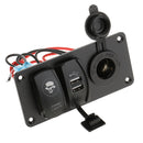 DC 12V/24V Push Rocker Switch & Power Socket & USB Port Power Supply Blue Indicator for Cars Trucks ATVs