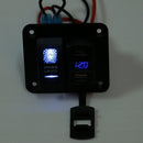 On/Off Rocker Switch + Dual USB Charger + Voltmeter for 12V/24V Car Boat ATV
