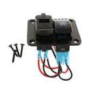 On/Off Rocker Switch + Dual USB Charger + Voltmeter for 12V/24V Car Boat ATV