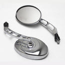 2PCS Universal Motorcycle View Side Rearview Large Mirrors for Harely Silver