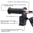22mm Motorcycle Motorbike Heated Handlebar Grips Warmer With Blue LED Voltmeter & USB Port Charger