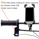 22mm Motorcycle Motorbike Heated Handlebar Grips Warmer With Blue LED Voltmeter & USB Port Charger