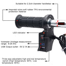 22mm Motorcycle Motorbike Heated Handlebar Grips Warmer With Blue LED Voltmeter & USB Port Charger