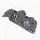 Universal Phone Tablet Dual USB Charger & Voltmeter for Car Boat Motorhome
