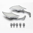2x Universal Motorcycle Motorbike Chrome Flame Gothic Rear View Side Mirror