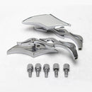 2x Universal Motorcycle Motorbike Chrome Flame Gothic Rear View Side Mirror