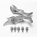 2x Universal Motorcycle Motorbike Chrome Flame Gothic Rear View Side Mirror