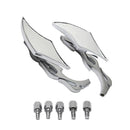 2x Universal Motorcycle Motorbike Chrome Flame Gothic Rear View Side Mirror