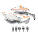 2x Universal Motorcycle Motorbike Chrome Flame Gothic Rear View Side Mirror