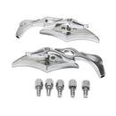 2x Universal Motorcycle Motorbike Chrome Flame Gothic Rear View Side Mirror