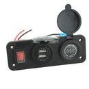 Motorcycle Car Voltmeter Auto Cigarette Lighter 12V Socket Dual USB Charger