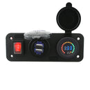 Motorcycle Car Voltmeter Auto Cigarette Lighter 12V Socket Dual USB Charger
