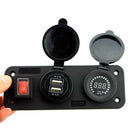 Motorcycle Car Voltmeter Auto Cigarette Lighter 12V Socket Dual USB Charger