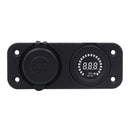 Blue Dual USB Charger Port + Digital Voltmeter Panel for Car Boat ATV