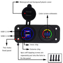 Blue Dual USB Charger Port + Digital Voltmeter Panel for Car Boat ATV