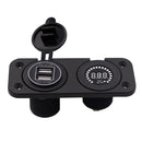 Blue Dual USB Charger Port + Digital Voltmeter Panel for Car Boat ATV