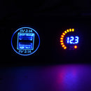 Blue Dual USB Charger Port + Digital Voltmeter Panel for Car Boat ATV