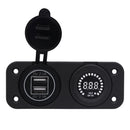 Green Dual USB Charger Port + Digital Voltmeter Panel for Car Boat ATV
