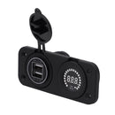 Red Dual USB Charger Port + Digital Voltmeter Panel for Car Boat ATV