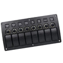 8 Gang Illuminated Rocker Switch Panel On/Off for Marine Boat Caravan