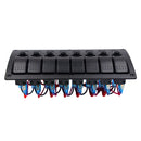 8 Gang Illuminated Rocker Switch Panel On/Off for Marine Boat Caravan