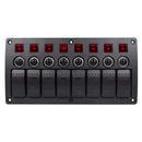 8 Gang Illuminated Rocker Switch Panel On/Off for Marine Boat Caravan