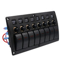 8 Gang Illuminated Rocker Switch Panel On/Off for Marine Boat Caravan