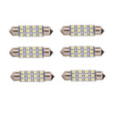 6 Pieces 6000K White 42MM 12SMD 3528 Festoon Car LED Dome Map Interior Bulbs