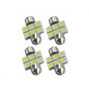4 Pieces White 31MM 5050 6SMD Festoon Dome Interior LED Bulbs DE3175 3021
